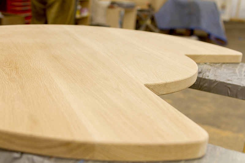 bespoke curves on oak worktop