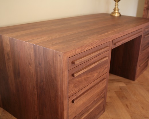 Walnut Desk With Cascading Grain From Top To Sides