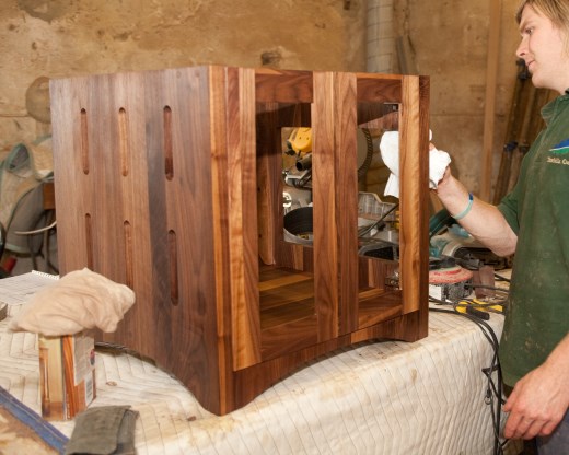 Walnut Media Cabinet In Production