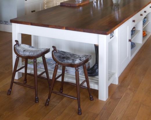 Wooden Saddle Stools With Walnut Worktop