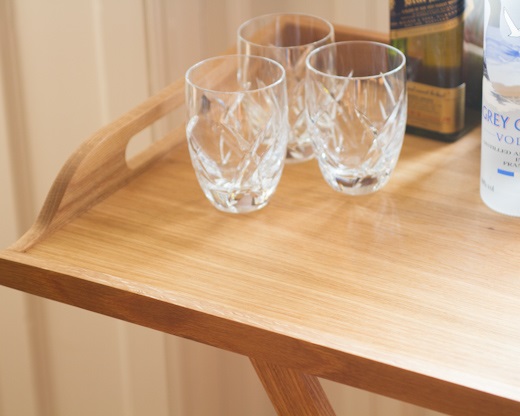 Large Oak Butlers Drinks Tray With Stand