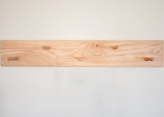 shaker oak staggered peg rail